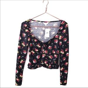 Asos | Floral Cropped Button Front Shirt Size 0